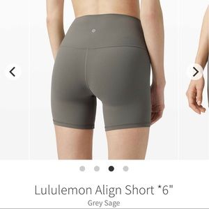 NWT Lululemon Align Short 6” Grey Sage